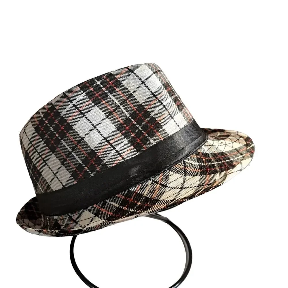 Mens Classic Manhattan Gangster Black Striped Fedora Trilby Panama Jazz Felt Hat